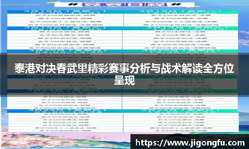 泰港对决春武里精彩赛事分析与战术解读全方位呈现
